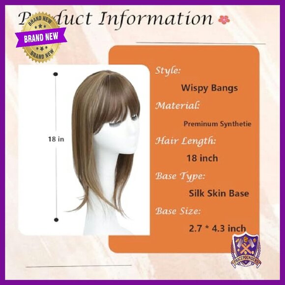 18 Inch Synthetic Hair Topper with Bangs 360 Coverage Clip In main image 7